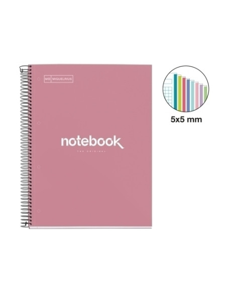 BLOC MIQUELRIUS EMOTIONS NOTEBOOK 8 microtapa EXTRA A4 160h 90g CUADRIC5x5 ROSA DUST