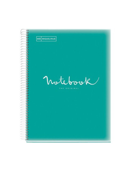 BLOC MIQUELRIUS EMOTIONS NOTEBOOK 8 microtapa PP A4 160h 90g CUADRIC5x5 TURQUESA