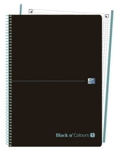BLOC OXFORD BLACK N´COLORS EUBOOK 1 microtapa PP A4 80h CUADRIC 5x5 90g NEGROICE MINT
