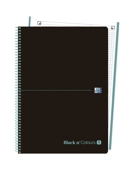 BLOC OXFORD BLACK N´COLORS EUBOOK 1 microtapa PP A4 80h CUADRIC 5x5 90g NEGROICE MINT