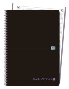 BLOC OXFORD BLACK N´COLORS EUBOOK 1 microtapa PP A4 80h CUADRIC 5x5 90g NEGROMALVA
