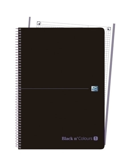 BLOC OXFORD BLACK N´COLORS EUBOOK 1 microtapa PP A4 80h CUADRIC 5x5 90g NEGROMALVA