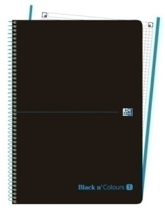 BLOC OXFORD BLACK N´COLORS EUBOOK 1 microtapa PP A4 80h CUADRIC 5x5 90g NEGROTURQUESA