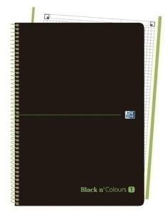 BLOC OXFORD BLACK N´COLORS EUBOOK 1 microtapa PP A4 80h CUADRIC 5x5 90g NEGROVERDE