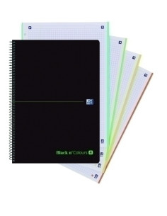 BLOC OXFORD BLACK N´COLORS EUBOOK 4 microtapa PP A4 80h CUADRIC 5x5 90g