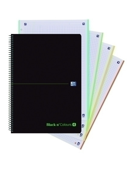 BLOC OXFORD BLACK N´COLORS EUBOOK 4 microtapa PP A4 80h CUADRIC 5x5 90g