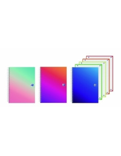 BLOC OXFORD EUBOOK 5 SEPARADORES microtapa EXTRA A5 120h CUADRIC5x5 90g GRADIENT SURTIDO 3 col