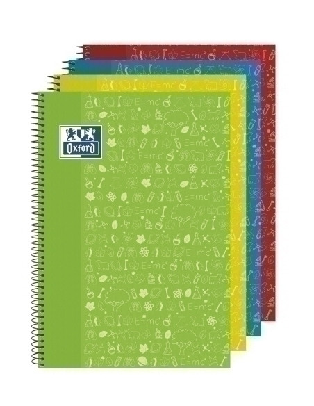 BLOC OXFORD SCHOOL ASIGNATURAS NATURALES tapa EXTRA F 80h CUADRIC4x4 90g SURTIDO 4 col