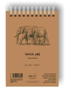 BLOC PARA BOCETOS SMILTAINIS CON ESPIRAL PAPEL KRAFT HABANA DIN A4 80 HOJAS 135 GR