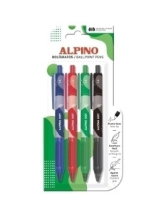 BOLIGRAFO ALPINO DOT UNICOLOR 1mm  COLORES SURTIDOS BLISTER de 4