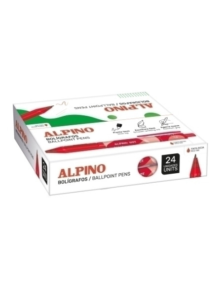 BOLIGRAFO ALPINO DOT UNICOLOR 1mm  ROJO CAJA de 24