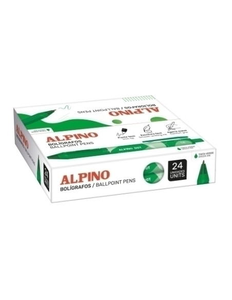 BOLIGRAFO ALPINO DOT UNICOLOR 1mm  VERDE CAJA de 24