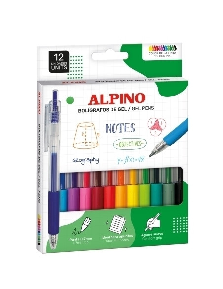 BOLIGRAFO ALPINO RAINBOW LINE GEL 07mm  ESTUCHE de 12
