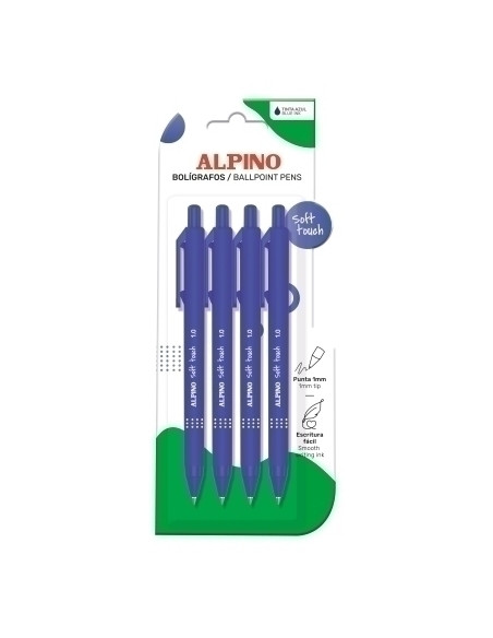 BOLIGRAFO ALPINO SOFT TOUCH 1mm  BLISTER de 4