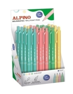 BOLIGRAFO ALPINO SOFT TOUCH PASTEL 1mm  EXPOSITOR de 24