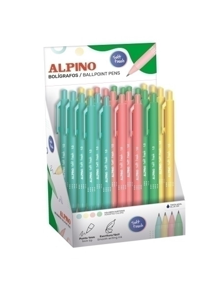 BOLIGRAFO ALPINO SOFT TOUCH PASTEL 1mm  EXPOSITOR de 24