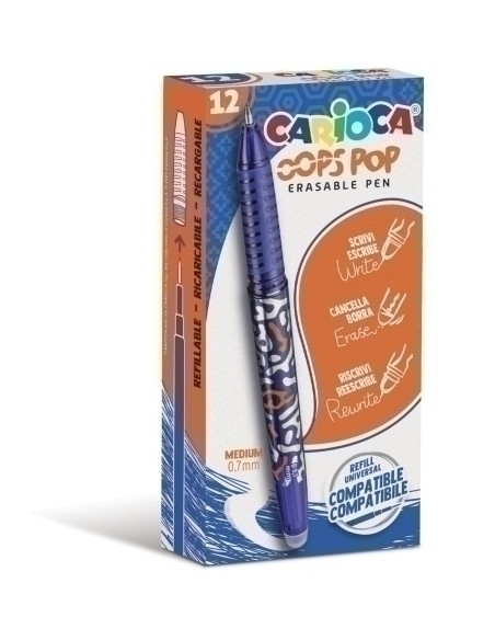 BOLIGRAFO CARIOCA OOPS POP BORRABLE AZUL CAJA DE 12