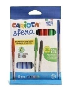 BOLIGRAFO CARIOCA SFERA BOLSA DE 10 COLORES SURTIDOS 4 AZULES 2 NEGROS 2 ROJOS 2 VERDES