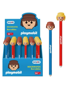 DOHE BOLÍGRAFO BORRABLE PLAYMOBIL 10MM TINTA AZUL CSURTIDOS EXPOSITOR 24 UD