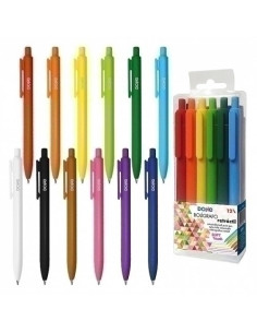 BOLIGRAFO DOHE RETRACTIL SOFT TOUCH COLORES VIVOS  SURTIDOS BLISTER de 12
