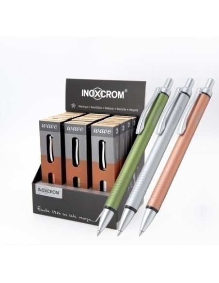 BOLIGRAFO INOXCROM WAVE EXPOSITOR DE 12