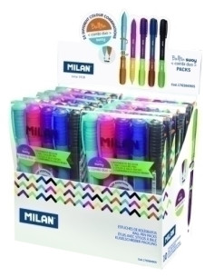 BOLIGRAFO MILAN RETRACTIL SWAY COMBI DUO ESTUCHE de 5 EXPOSITOR de 10
