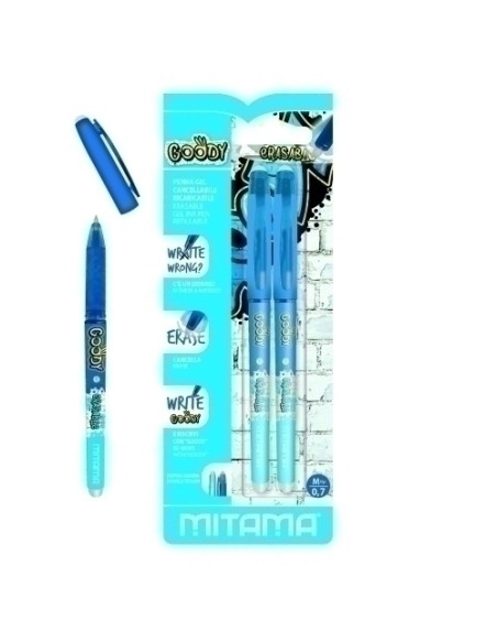 BOLIGRAFO MITAMA GOODY BORRABLE AZUL BLISTER de 2