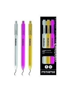 BOLIGRAFO MITAMA RETRACTIL COLECCION METALIC SURTIDO PACK de 3 3 col