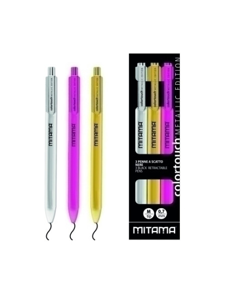 BOLIGRAFO MITAMA RETRACTIL COLECCION METALIC SURTIDO PACK de 3 3 col