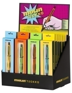 BOLIGRAFO MOLIN TECKNO EXPOSITOR DE 24 6x naranja 6x amarillo 6x verde 6x azul