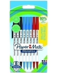 BOLIGRAFO PAPER MATE KILOMETRICO RECYCLED BLISTER de 8