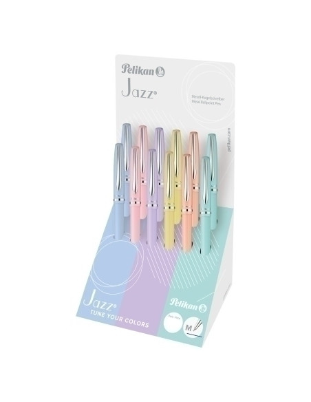 BOLIGRAFO PELIKAN JAZZ PASTEL COLLECTION SURTIDO EXPOSITOR de 12 603386kit