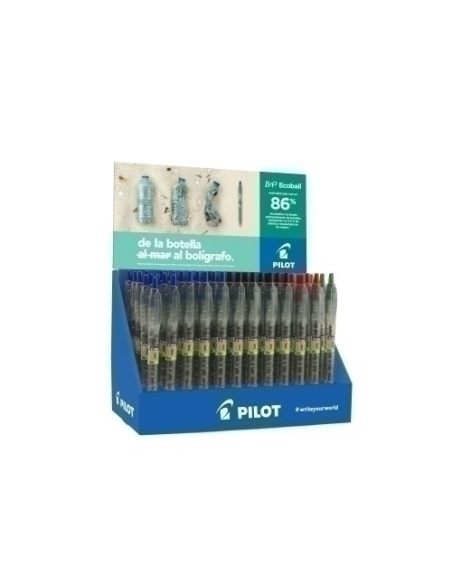 BOLIGRAFO RT PILOT ECOBALL RECICLADO  10 SURTIDO EXPOSITOR DE 60 Regalo 10x B2P