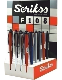 BOLIGRAFO SCRIKSS MIXTO 108 CHROME EXPOSITOR DE 36