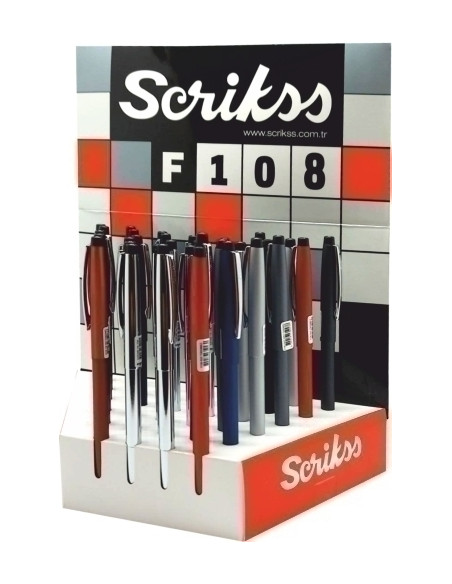 BOLIGRAFO SCRIKSS MIXTO 108 CHROME EXPOSITOR DE 36