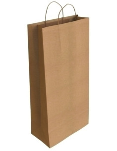 BOLSA de PAPEL ANDINA KRAFT VERJURADO 18x39x8 cm botella CRUDONATURAL PAQUETE de 50
