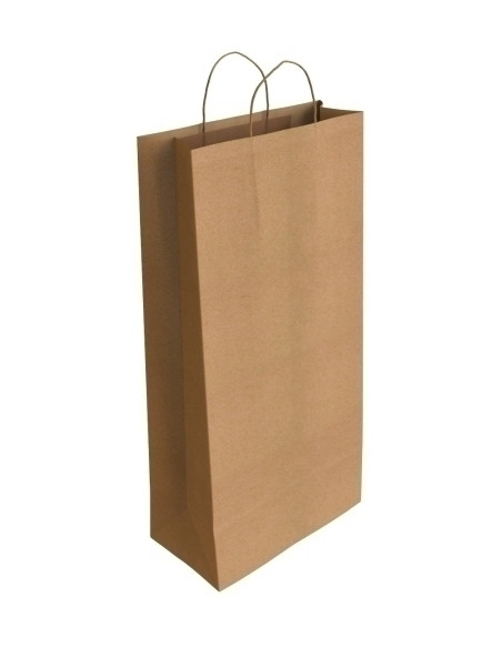 BOLSA de PAPEL ANDINA KRAFT VERJURADO 18x39x8 cm botella CRUDONATURAL PAQUETE de 50