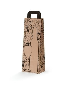 BOLSA de PAPEL BOTELLA TV KRAFT 14x9x36 cm DISEÑO PAQUETE de 25