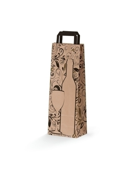BOLSA de PAPEL BOTELLA TV KRAFT 14x9x36 cm DISEÑO PAQUETE de 25