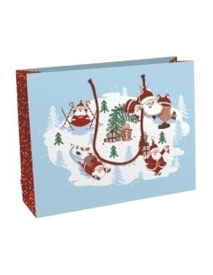 BOLSA de PAPEL CLAIREFONTAINE EXCELLIA DECORADO 37x27x12 cm PAPA NOEL NAVIDAD PACK DE 6