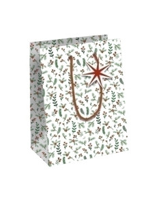 BOLSA de PAPEL CLAIREFONTAINE KRAFT DECORADO 25x22x10 cm COSI NAVIDAD PACK DE 6