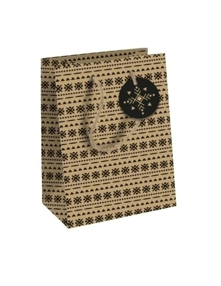 BOLSA de PAPEL CLAIREFONTAINE KRAFT DECORADO 25x22x10 cm TANIT PACK DE 6