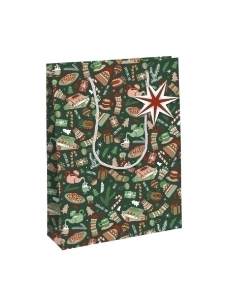BOLSA de PAPEL CLAIREFONTAINE KRAFT DECORADO 33x26x14 cm COSI NAVIDAD PACK DE 6