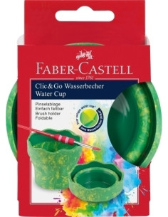 BOTE FABER-CASTELL ANTIVUELCO PARA PINCELES CLIC&GO VERDE MARMOL