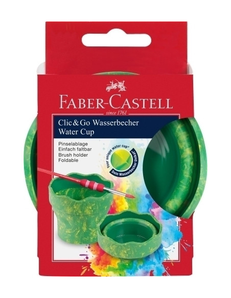 BOTE FABER-CASTELL ANTIVUELCO PARA PINCELES CLIC&GO VERDE MARMOL