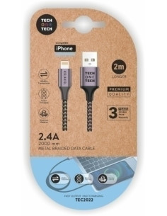 CABLE TECH-ONE-TECH USB-LIGHTNING ALTO RENDIMIENTO 24A GRIS 2 m