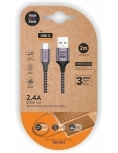CABLE TECH-ONE-TECH USB-USB-C ALTO RENDIMIENTO 24A GRIS 2 m