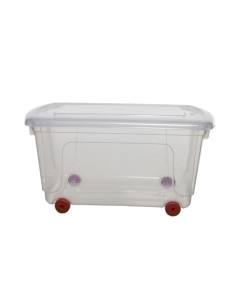 CAJA ALMACENAMIENTO A2000 45 LITROS CON TAPA Y RUEDAS TRANSPARENTE