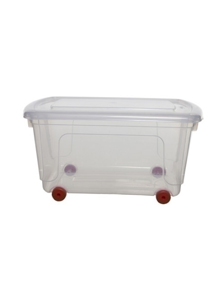 CAJA ALMACENAMIENTO A2000 45 LITROS CON TAPA Y RUEDAS TRANSPARENTE