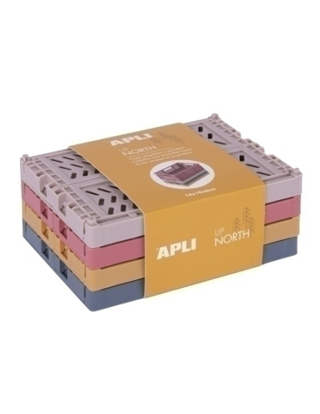 CAJA ALMACENAMIENTO APLI UP NORTH PLEGABLES Y APILABLES 14x10x6 cm PACK de 4 COLORES SURTIDOS